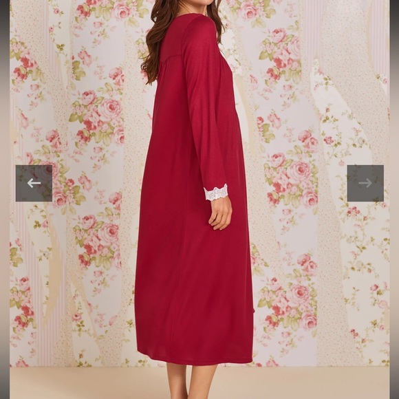 EILEEN WEST Claret Dream Sweater Knit Long Sleeve Ballet Nightgown burgundy sml - Picture 4 of 15